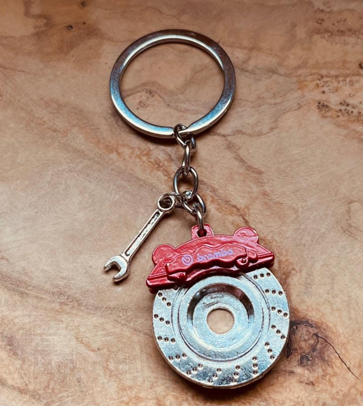 Disc Brake Keychain, Brembo Brake Rotor Keychain, Car Enthusiast Keychain, Mechanic Gift, Racing Keychain, Auto Keychain with Mini Wrench Charm