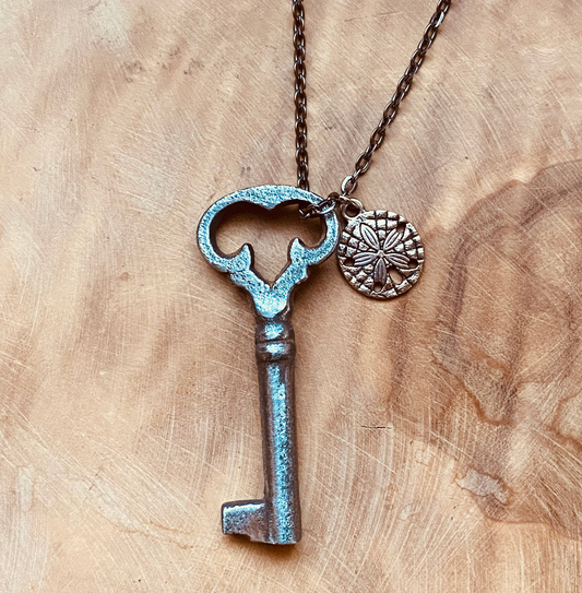 Authentic Vintage Skeleton Key Necklace or Keychain, Upcycled Antique Key Jewelry, Custom Chain & Charm Options, Rustic Key Pendant Gift