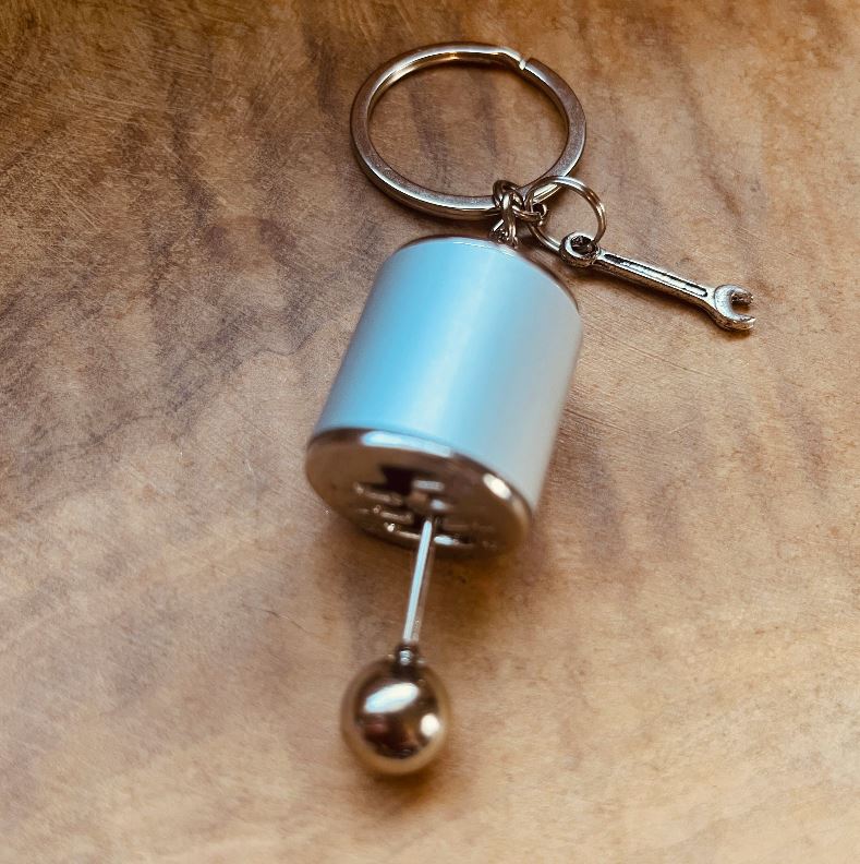 Gear Shifter Keychain, Moving Gear Shift Keychain, Automotive Keychain with Wrench Charm