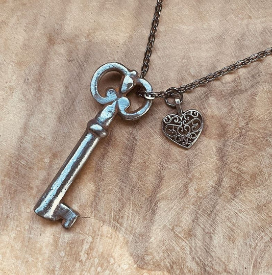 Authentic Vintage Skeleton Key Necklace or Keychain, Antique Skeleton Key Jewelry, Custom Chain & Charm (Copy)