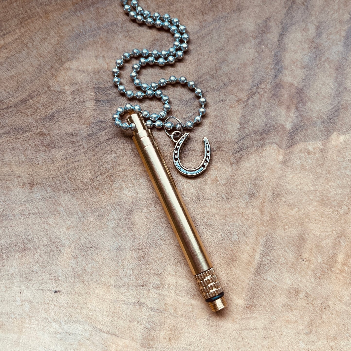 Functional Brass Stick Necklace – Hidden Tool Pendant, Everyday Carry Necklace, Tool Keychain, Toothpick, Custom Charm, Useful Necklace, Craft Jewelry, Silver Tube, Unique Gift