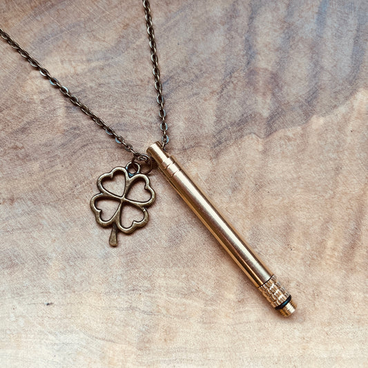 Functional Brass Stick Necklace – Hidden Tool Pendant, Everyday Carry Necklace, Tool Keychain, Toothpick, Custom Charm, Useful Necklace, Craft Jewelry, Silver Tube, Unique Gift