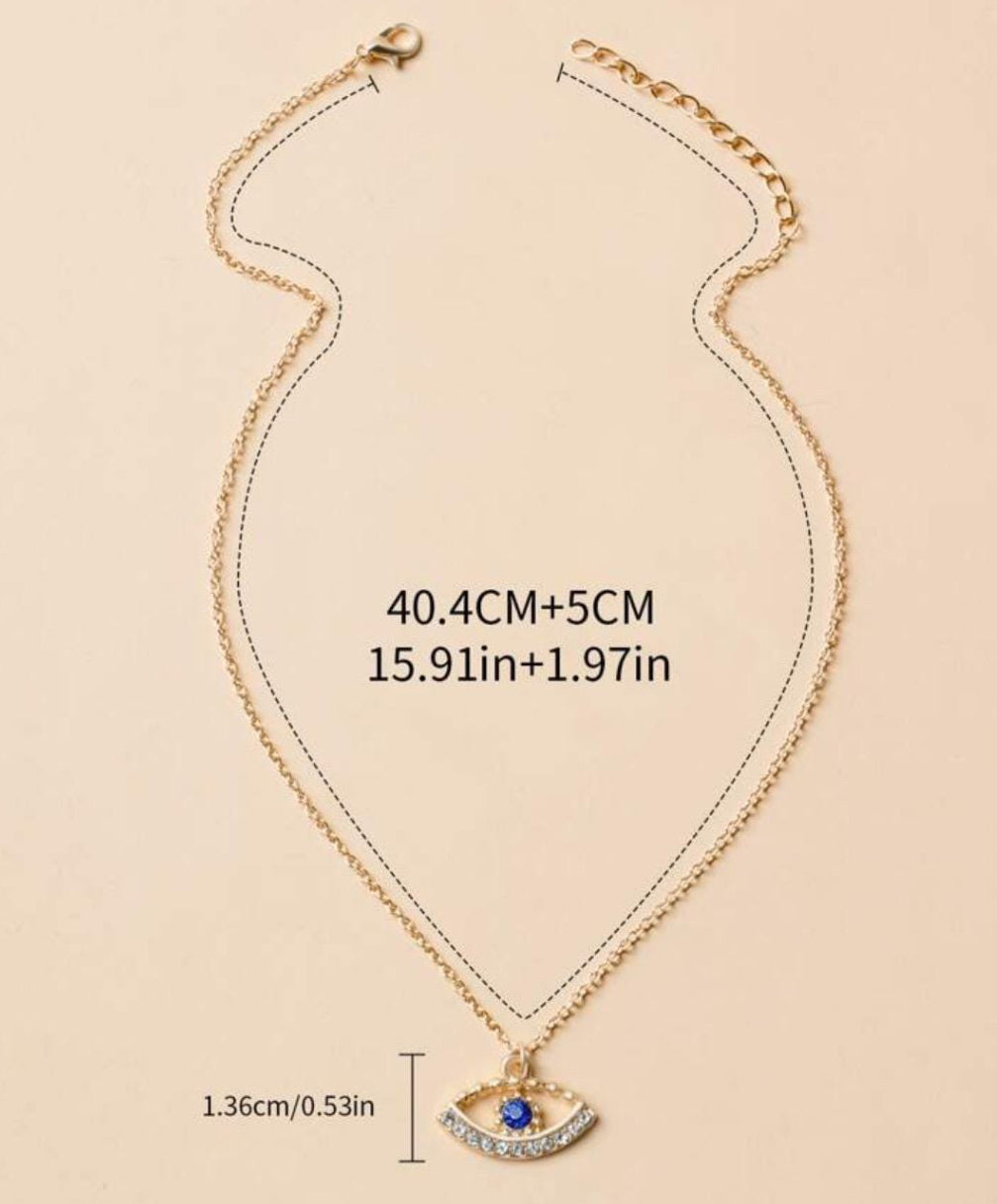 Evil Eye Necklace, Protection Pendant, Gold Eye Pendant, Gemstone Eye, Eye of Protection, Third Eye, Protect, Dainty, Feminine