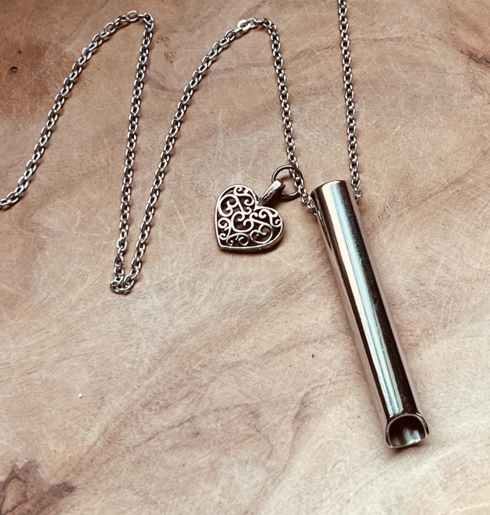 Breathing Necklace, Anxiety Relief Necklace, Calming Tube Pendant with Custom Charm