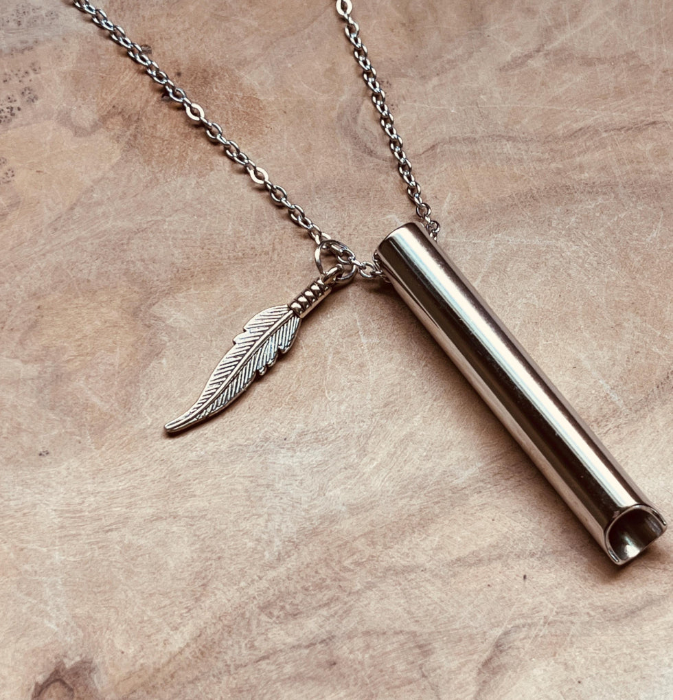 Breathing Necklace, Anxiety Relief Necklace, Calming Tube Pendant with Custom Charm