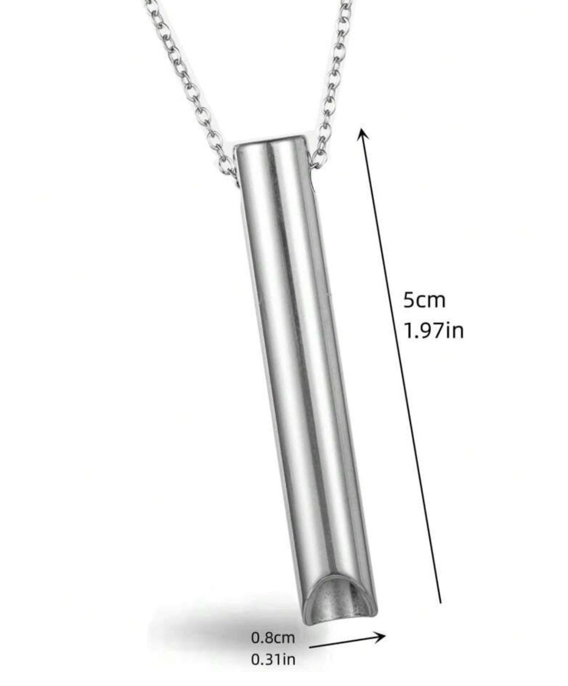 Breathing Necklace, Anxiety Relief Necklace, Calming Tube Pendant with Custom Charm