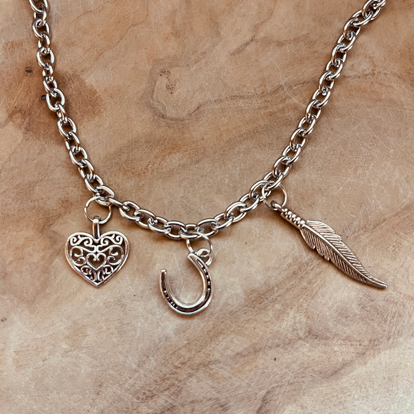 Custom Charm Necklace • Choose 3 Charms • Personalized Charm Jewelry • 22” Chain • Gift for Her • Meaningful Charm Necklace • Mix & Match