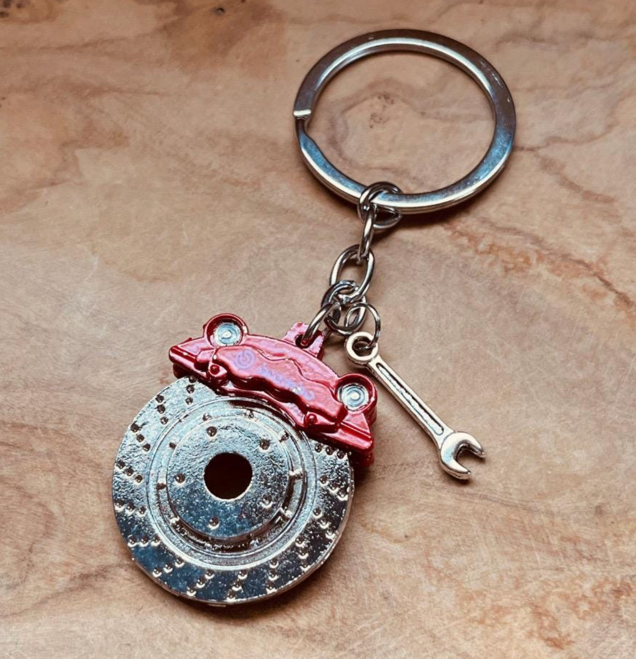 Disc Brake Keychain, Brembo Brake Rotor Keychain, Car Enthusiast Keychain, Mechanic Gift, Racing Keychain, Auto Keychain with Mini Wrench Charm