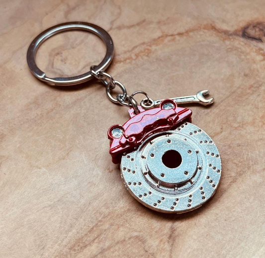 Disc Brake Keychain, Brembo Brake Rotor Keychain, Car Enthusiast Keychain, Mechanic Gift, Racing Keychain, Auto Keychain with Mini Wrench Charm