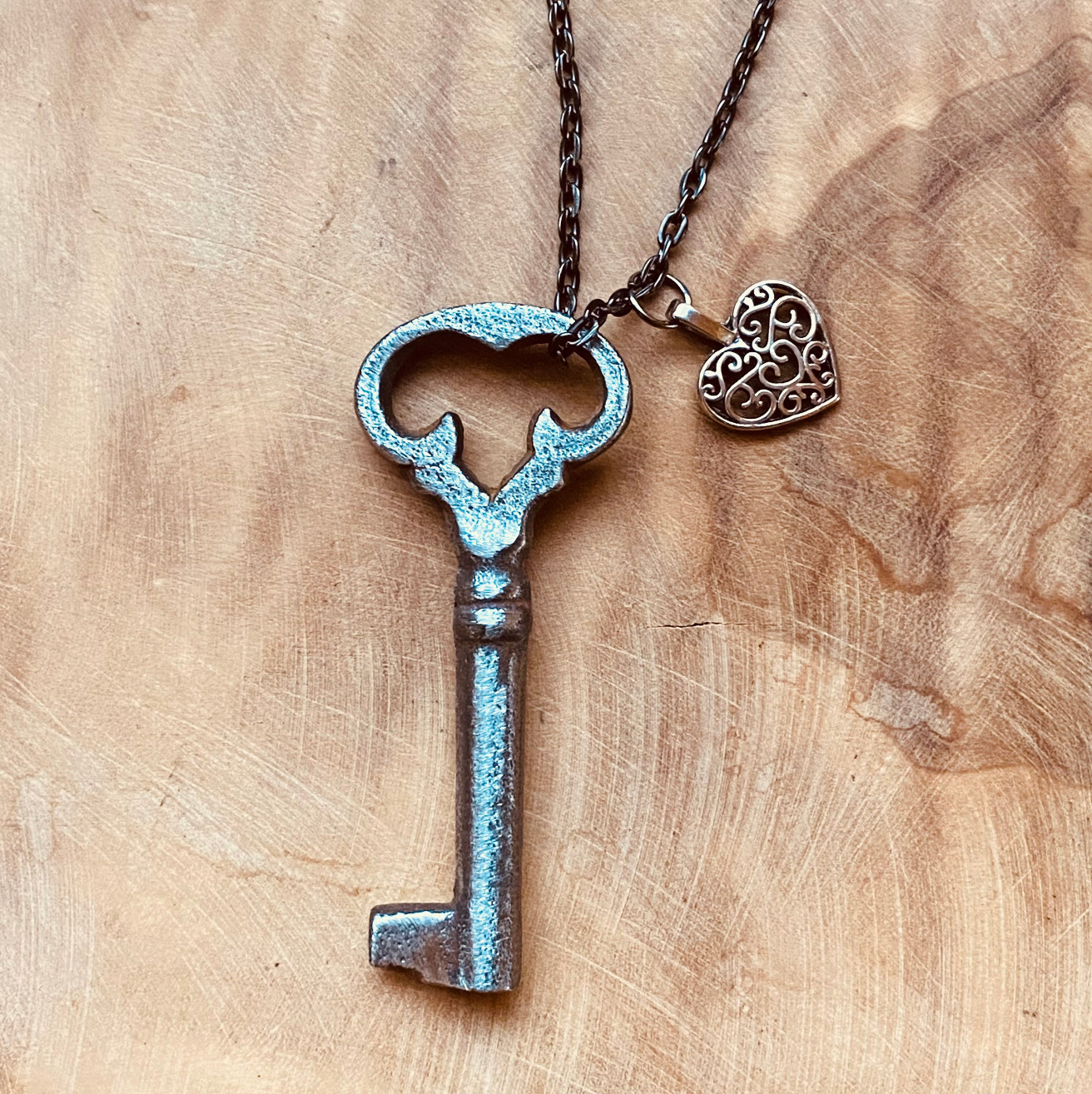 Authentic Vintage Skeleton Key Necklace or Keychain, Upcycled Antique Key Jewelry, Custom Chain & Charm Options, Rustic Key Pendant Gift