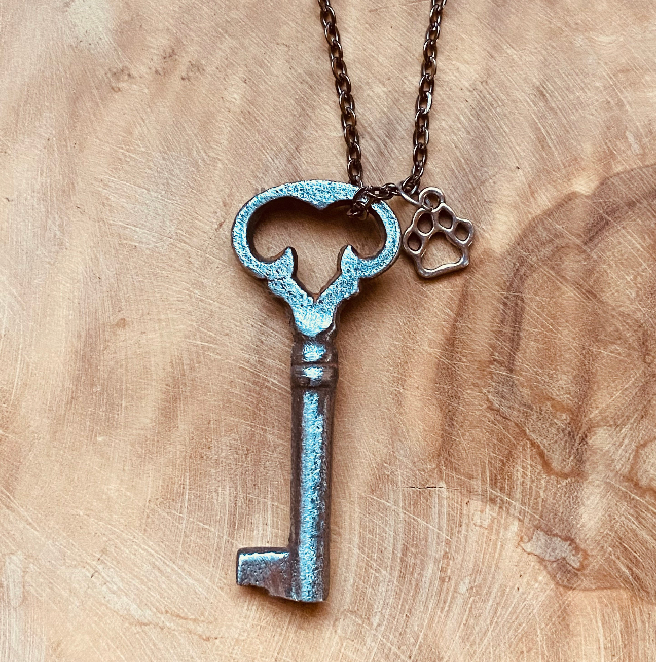 Authentic Vintage Skeleton Key Necklace or Keychain, Upcycled Antique Key Jewelry, Custom Chain & Charm Options, Rustic Key Pendant Gift