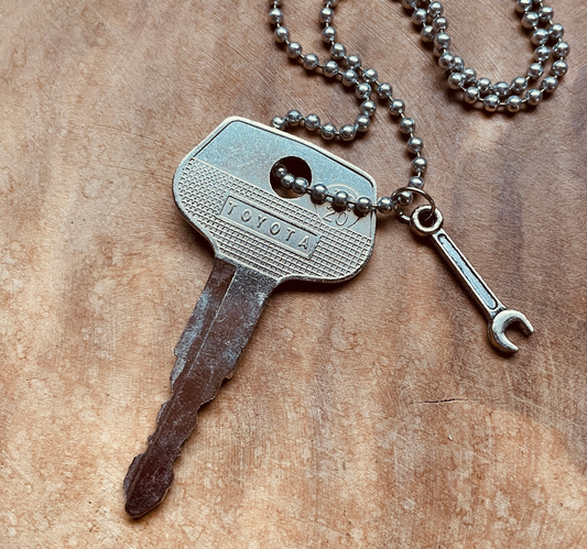 Vintage Toyota Key Necklace or Keychain, Upcycled Car Key Jewelry, Toyota Corolla Celica Camry Tacoma 4Runner Tundra Accessory, Custom Chain & Charm Options