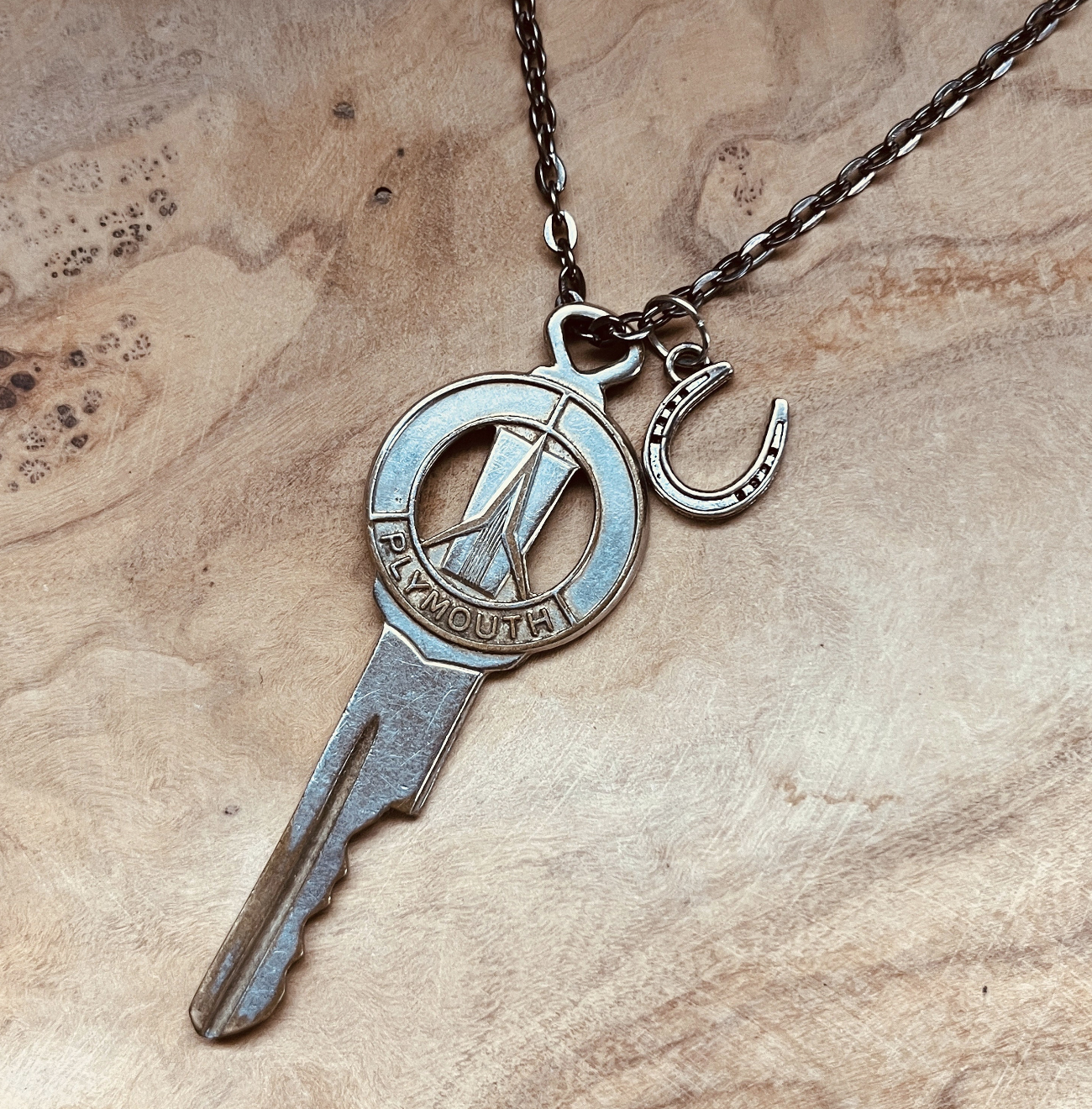 Vintage Plymouth Key Necklace or Keychain, Upcycled Car Key Jewelry, Plymouth Barracuda Road Runner Duster Accessory, Custom Chain & Charm Options
