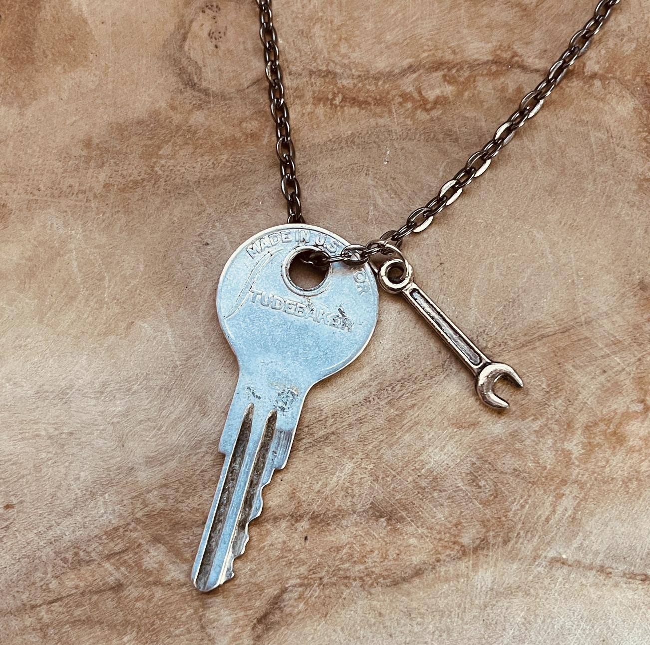Vintage Studebaker Key Necklace or Keychain, Upcycled Car Key Jewelry, Classic Studebaker Accessories, Custom Chain & Charm Options
