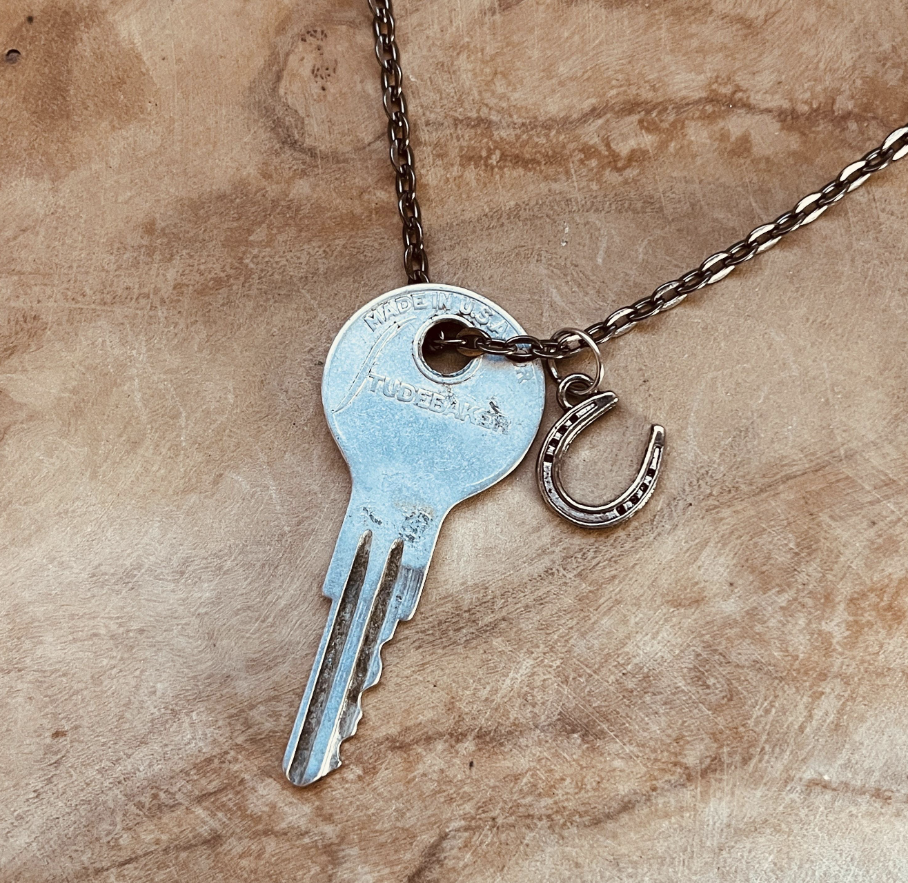 Vintage Studebaker Key Necklace or Keychain, Upcycled Car Key Jewelry, Classic Studebaker Accessories, Custom Chain & Charm Options