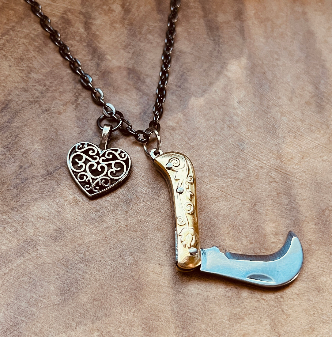 Mini Knife Necklace or Keychain, Vintage Style Pocket Knife Pendant with Custom Chain & Charm