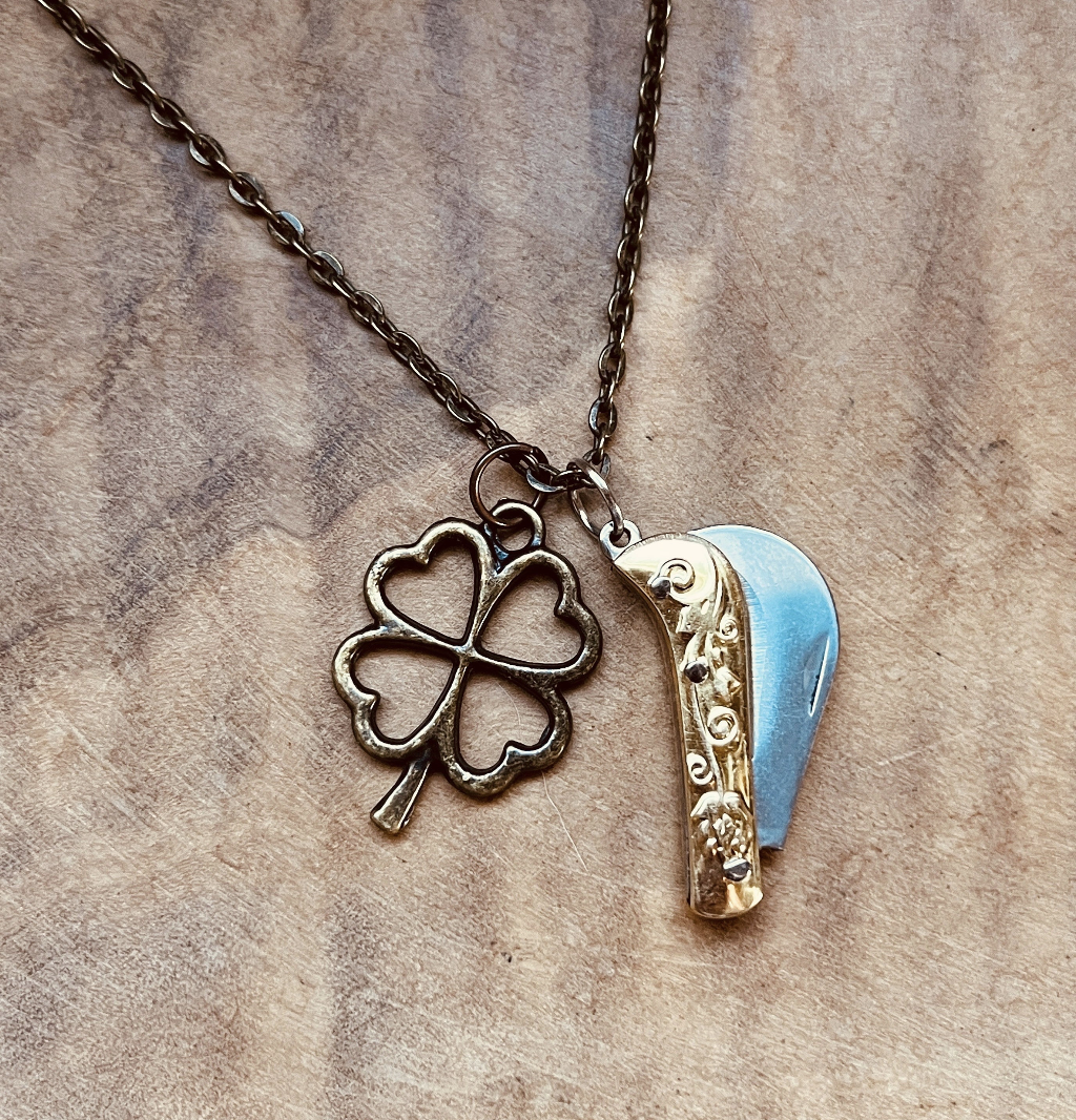 Mini Knife Necklace or Keychain, Vintage Style Pocket Knife Pendant with Custom Chain & Charm
