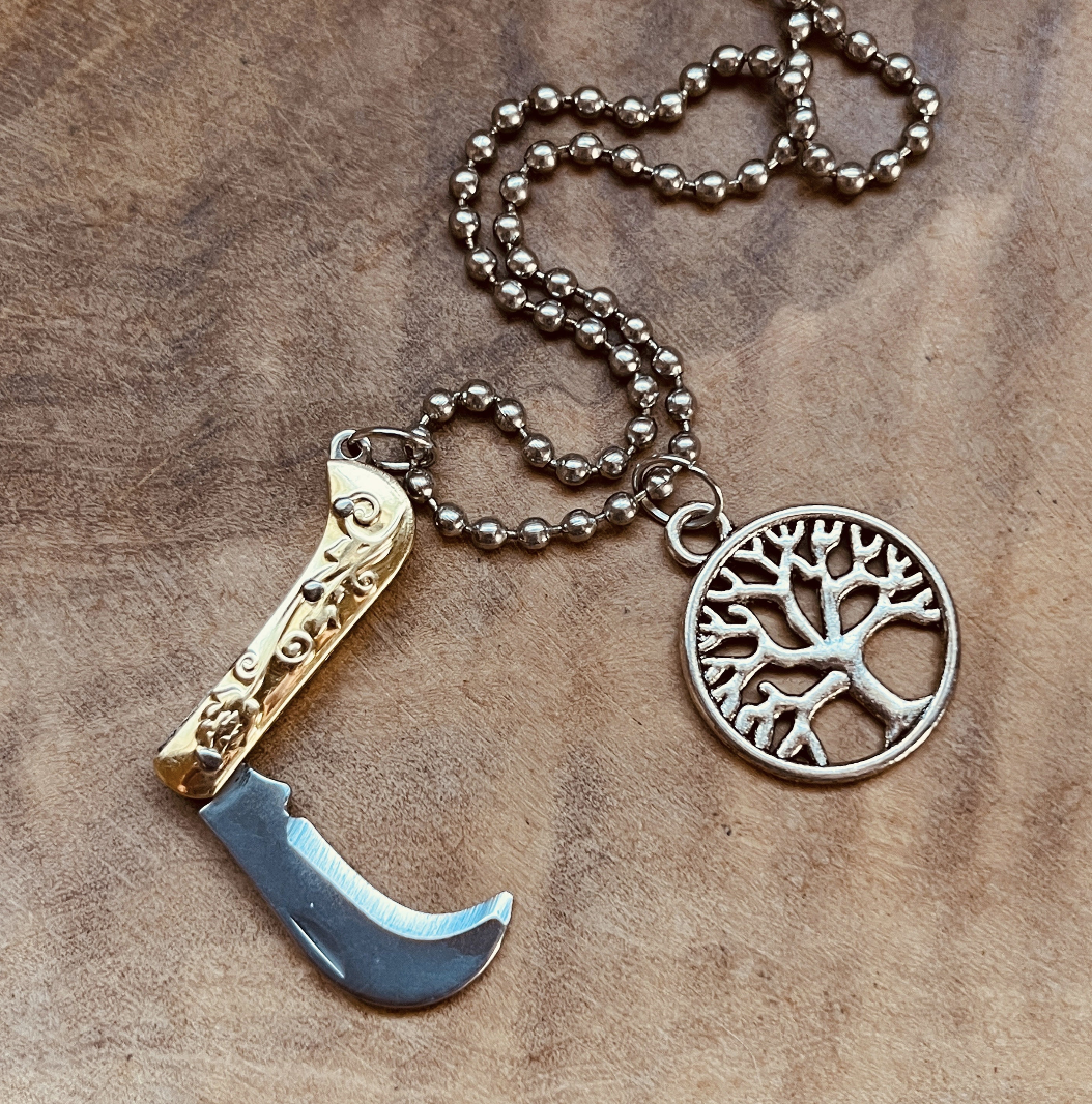 Mini Knife Necklace or Keychain, Vintage Style Pocket Knife Pendant with Custom Chain & Charm