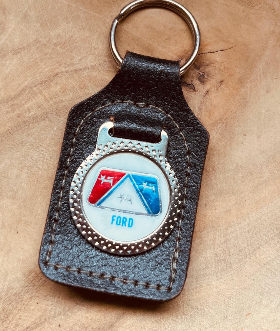 Vintage Ford Crest Necklace & Keychain Set, Authentic Ford Emblem Pendant with Custom Chain & Charm