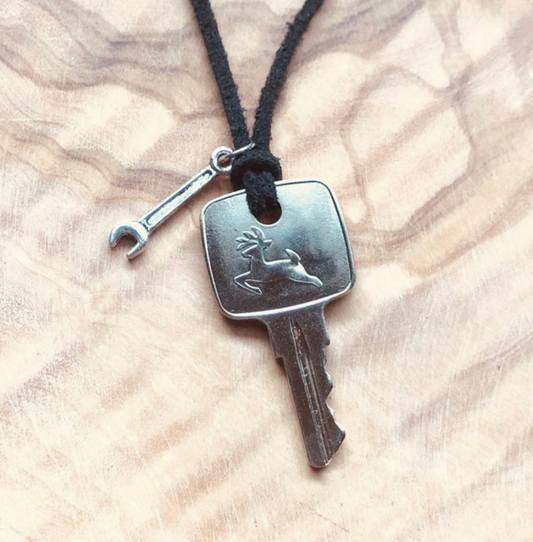 John Deere Key Necklace, Tractor Key, John Deere Keychain, Country Girl, Vintage Key, Tractor, Farmer, Farm, John Deere Charm, Dozer, Chain, AR51481
