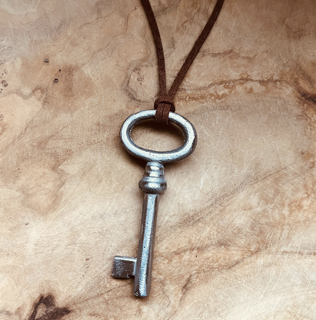 Authentic Vintage Skeleton Key Necklace or Keychain, Upcycled Real Vintage Key Jewelry, Rustic Skeleton Key Pendant, Custom Chain & Charm Options