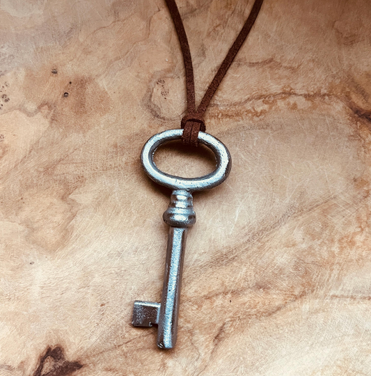 Authentic Vintage Skeleton Key Necklace or Keychain, Upcycled Real Vintage Key Jewelry, Rustic Skeleton Key Pendant, Custom Chain & Charm Options