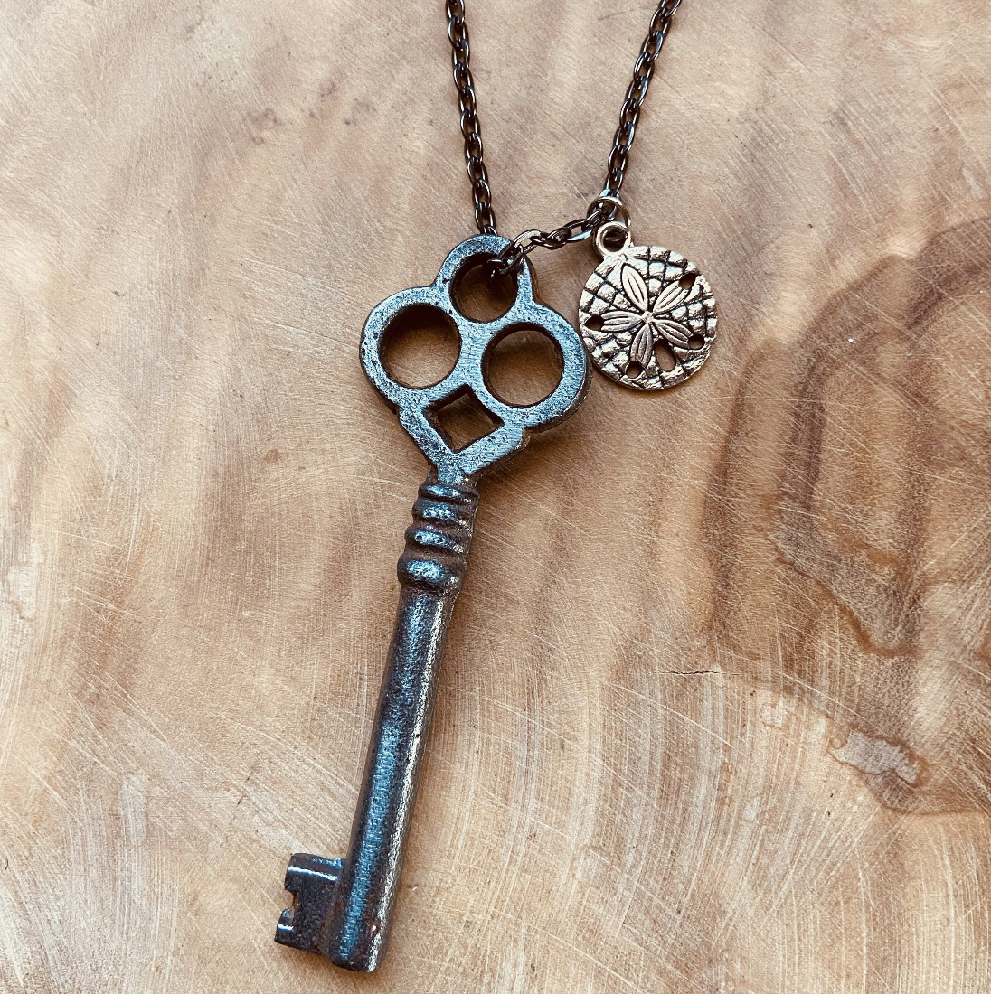 One-of-a-Kind Vintage Skeleton Key Necklace or Keychain, Authentic Upcycled Key Pendant, Industrial Metal Key Necklace, Personalized Chain & Charm Options