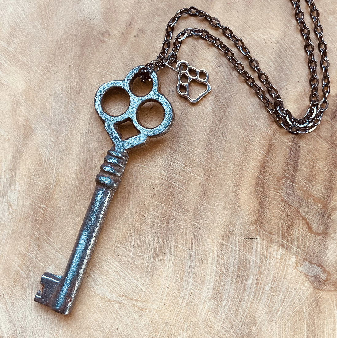 One-of-a-Kind Vintage Skeleton Key Necklace or Keychain, Authentic Upcycled Key Pendant, Industrial Metal Key Necklace, Personalized Chain & Charm Options
