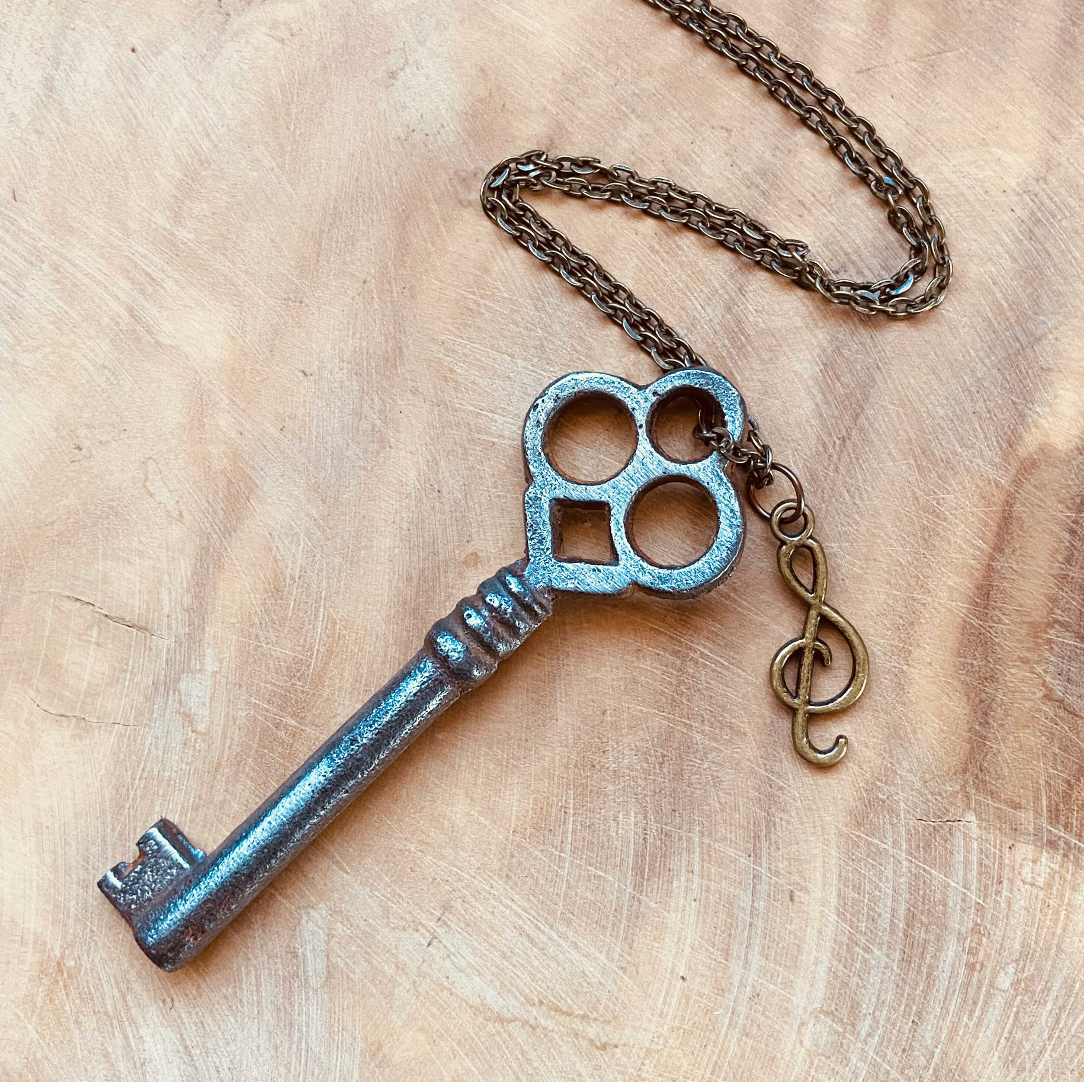 One-of-a-Kind Vintage Skeleton Key Necklace or Keychain, Authentic Upcycled Key Pendant, Industrial Metal Key Necklace, Personalized Chain & Charm Options