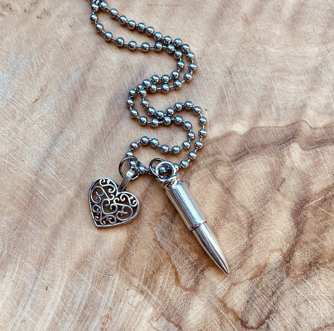 Bullet Necklace, Ammo Necklace, Bullet Charm, Gun Jewelry, Bullet Pendant, Gun Girl Jewelry, Country Girl Necklace, Rifle Jewelry, Shooting Sports Jewelry, Silver Bullet Necklace