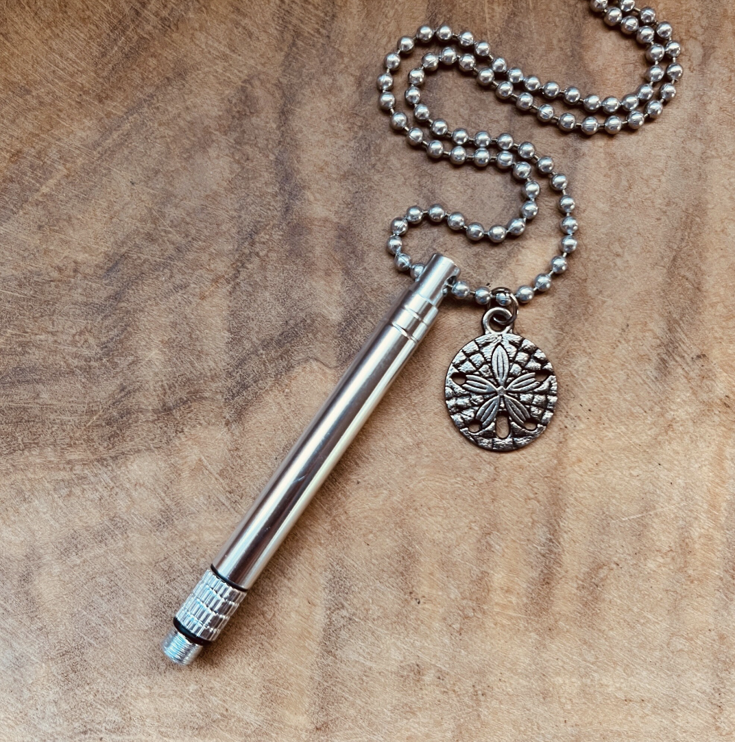 Functional Brass Stick Necklace – Hidden Tool Pendant, Everyday Carry Necklace, Tool Keychain, Toothpick, Custom Charm, Useful Necklace, Craft Jewelry, Silver Tube, Unique Gift