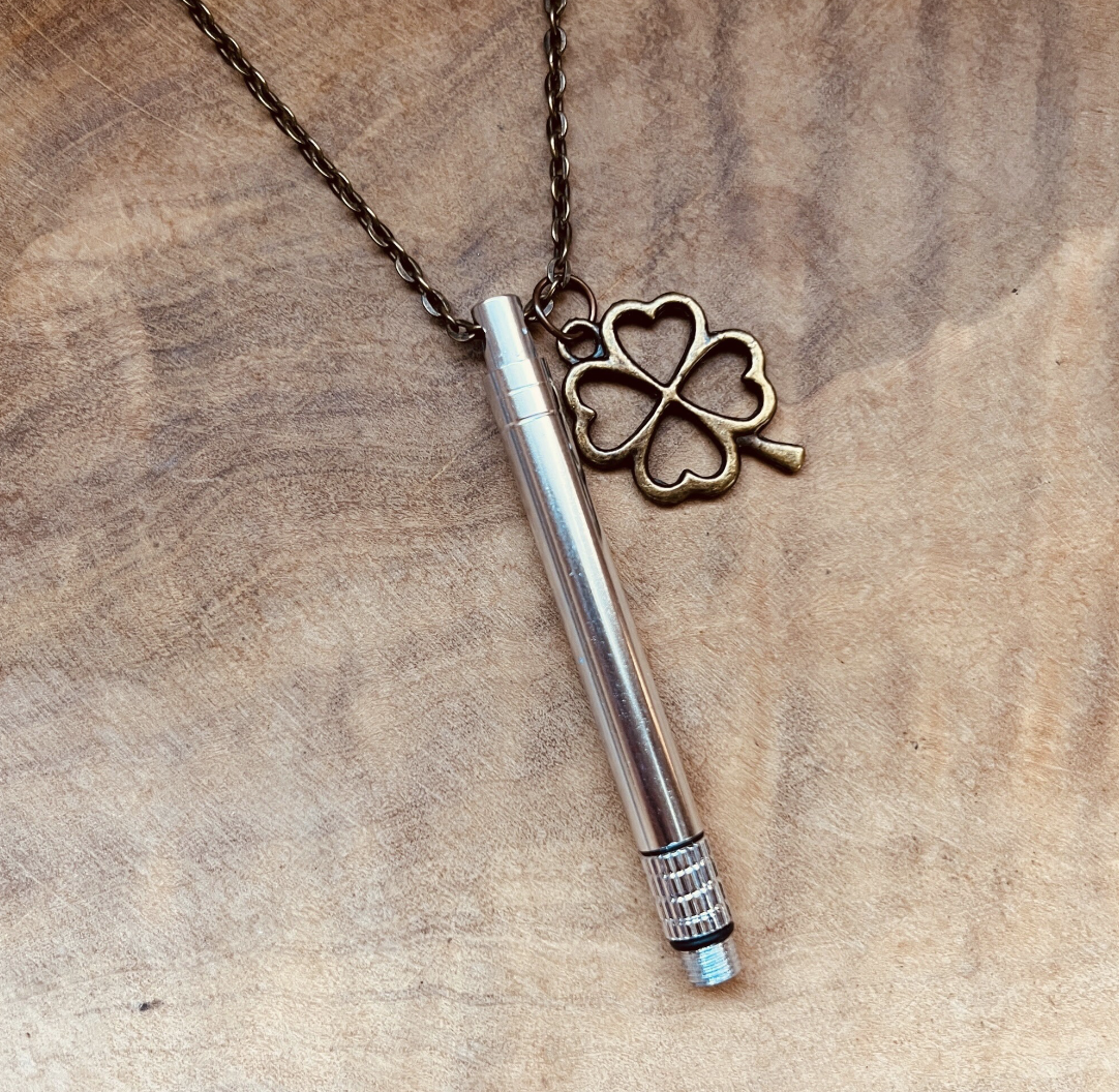 Functional Brass Stick Necklace – Hidden Tool Pendant, Everyday Carry Necklace, Tool Keychain, Toothpick, Custom Charm, Useful Necklace, Craft Jewelry, Silver Tube, Unique Gift