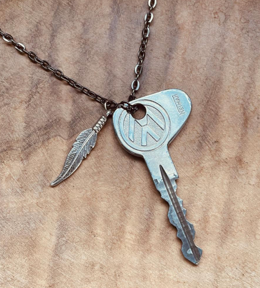 Vintage Volkswagen Key Necklace or Keychain, VW Beetle Bus Golf Jetta Rabbit, Classic VW Accessory
