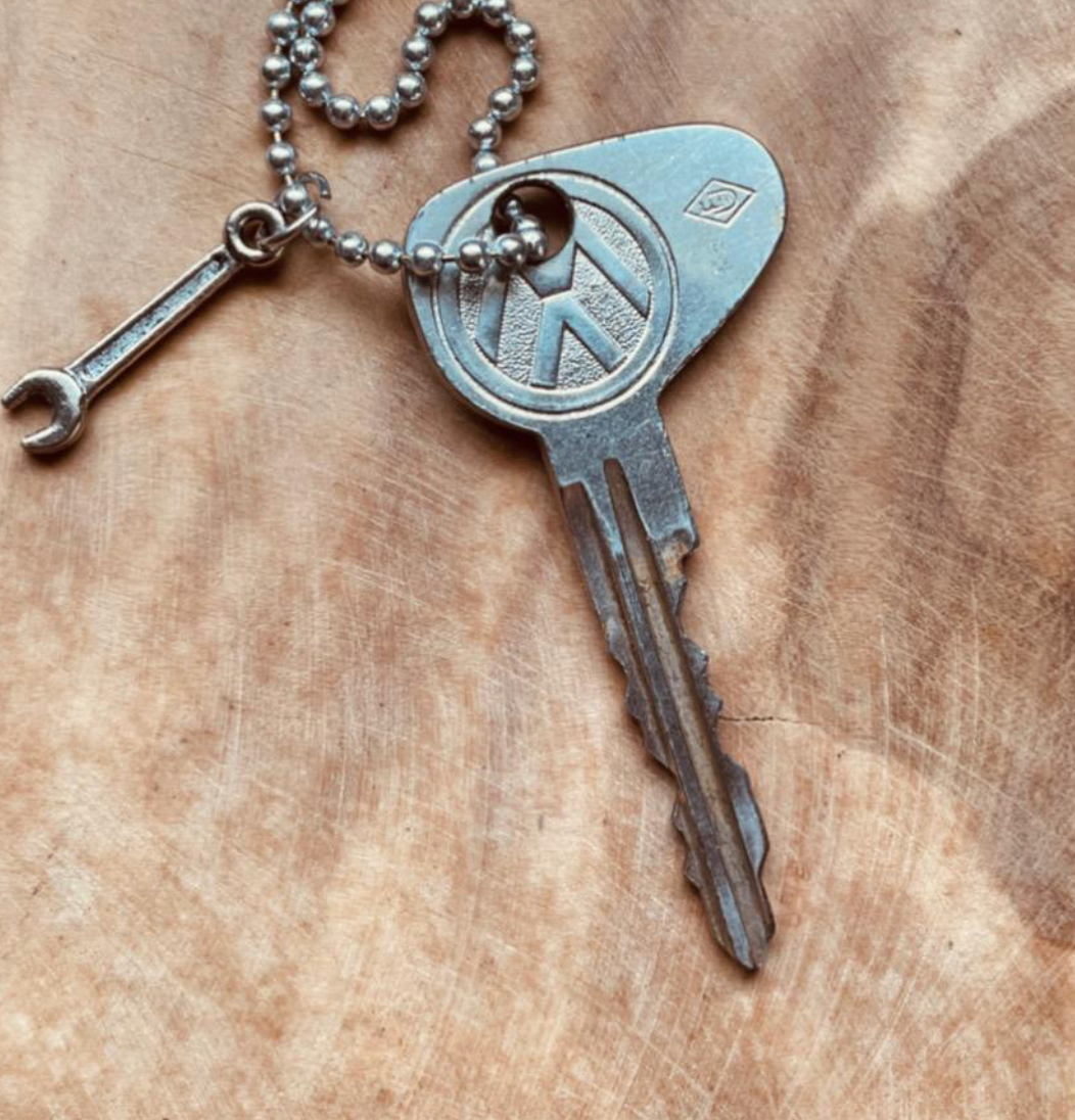 Vintage Volkswagen Key Necklace or Keychain, VW Beetle Bus Golf Jetta Rabbit, Classic VW Accessory