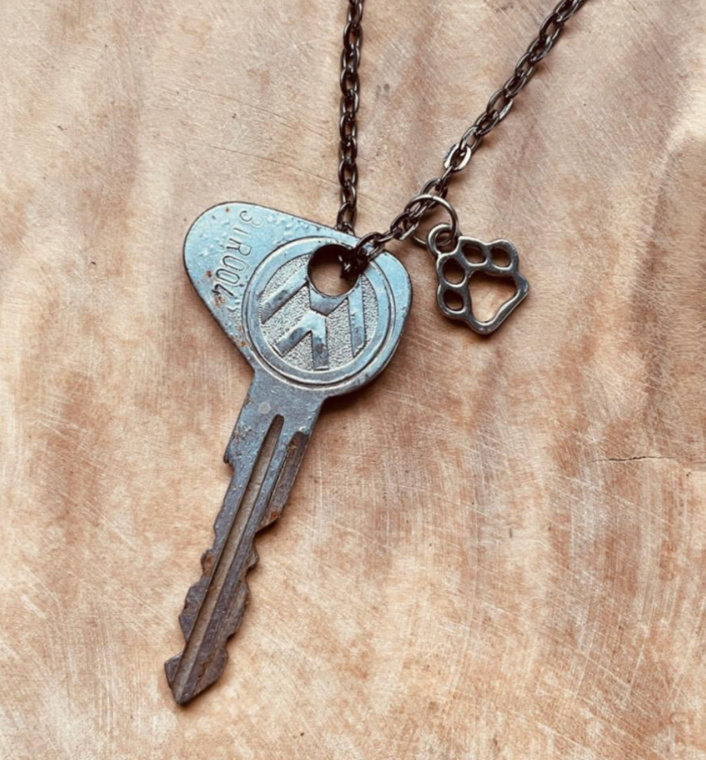 Vintage Volkswagen Key Necklace or Keychain, VW Beetle Bus Golf Jetta Rabbit, Classic VW Accessory