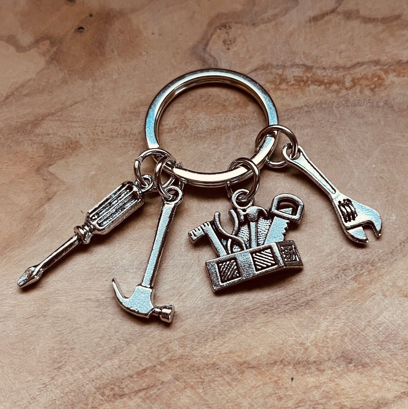 Tool Keychain, Handyman Keychain, Wrench Hammer Screwdriver Charm Keychain, Mechanic Gift, Tradesman Accessories