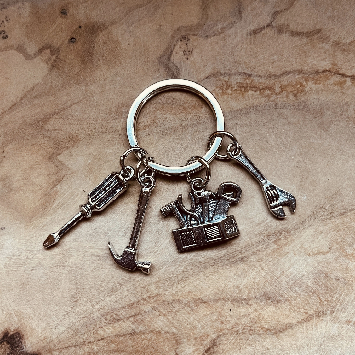 Tool Keychain, Handyman Keychain, Wrench Hammer Screwdriver Charm Keychain, Mechanic Gift, Tradesman Accessories