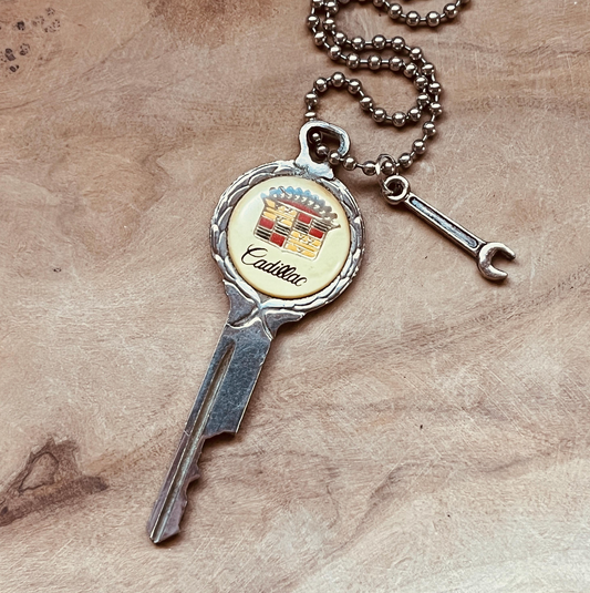 Vintage Cadillac Crest Key Necklace or Keychain, Cadillac DeVille Eldorado Fleetwood CTS Escalade Key, Rare, Classic Cadillac Accessories