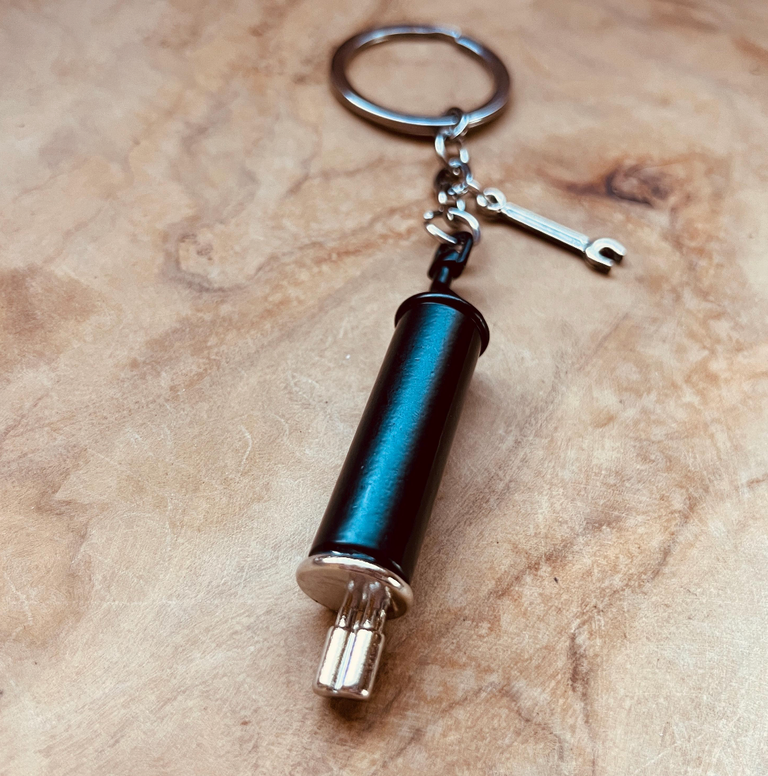 Exhaust Pipe Keychain with Wrench Charm, Car Enthusiast Keychain, Mechanic Keychain, Automotive Gift for Car Lovers, Gearhead Accessories