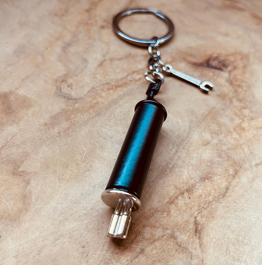 Exhaust Pipe Keychain with Wrench Charm, Car Enthusiast Keychain, Mechanic Keychain, Automotive Gift for Car Lovers, Gearhead Accessories