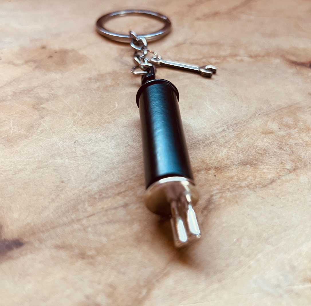 Exhaust Pipe Keychain with Wrench Charm, Car Enthusiast Keychain, Mechanic Keychain, Automotive Gift for Car Lovers, Gearhead Accessories