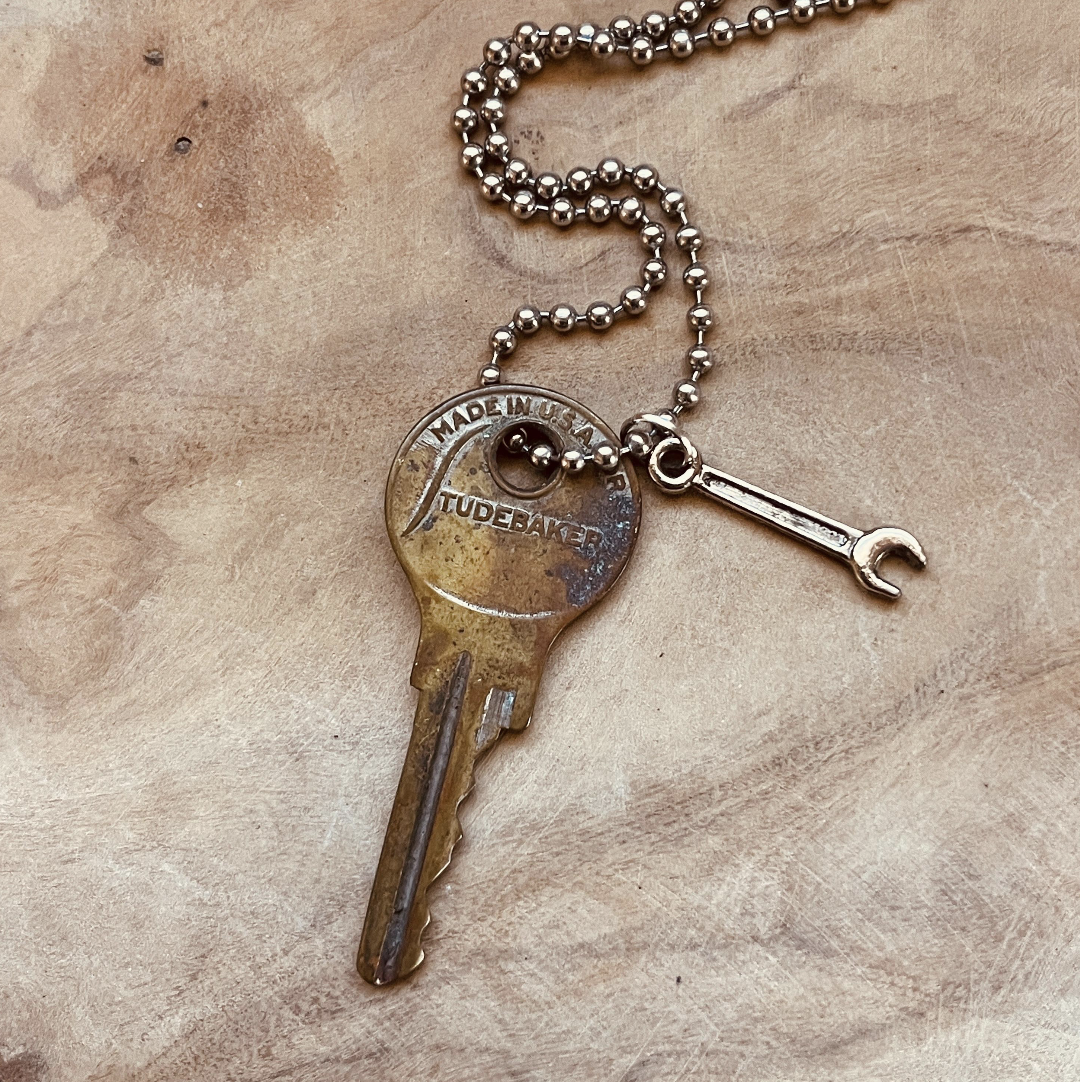 Authentic Vintage Studebaker Car Key Necklace or Keychain, Studebaker Champion, Commander, Lark, Hawk, Avanti Key Jewelry