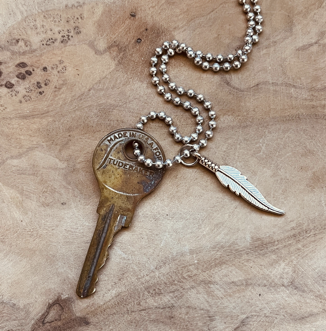 Authentic Vintage Studebaker Car Key Necklace or Keychain, Studebaker Champion, Commander, Lark, Hawk, Avanti Key Jewelry