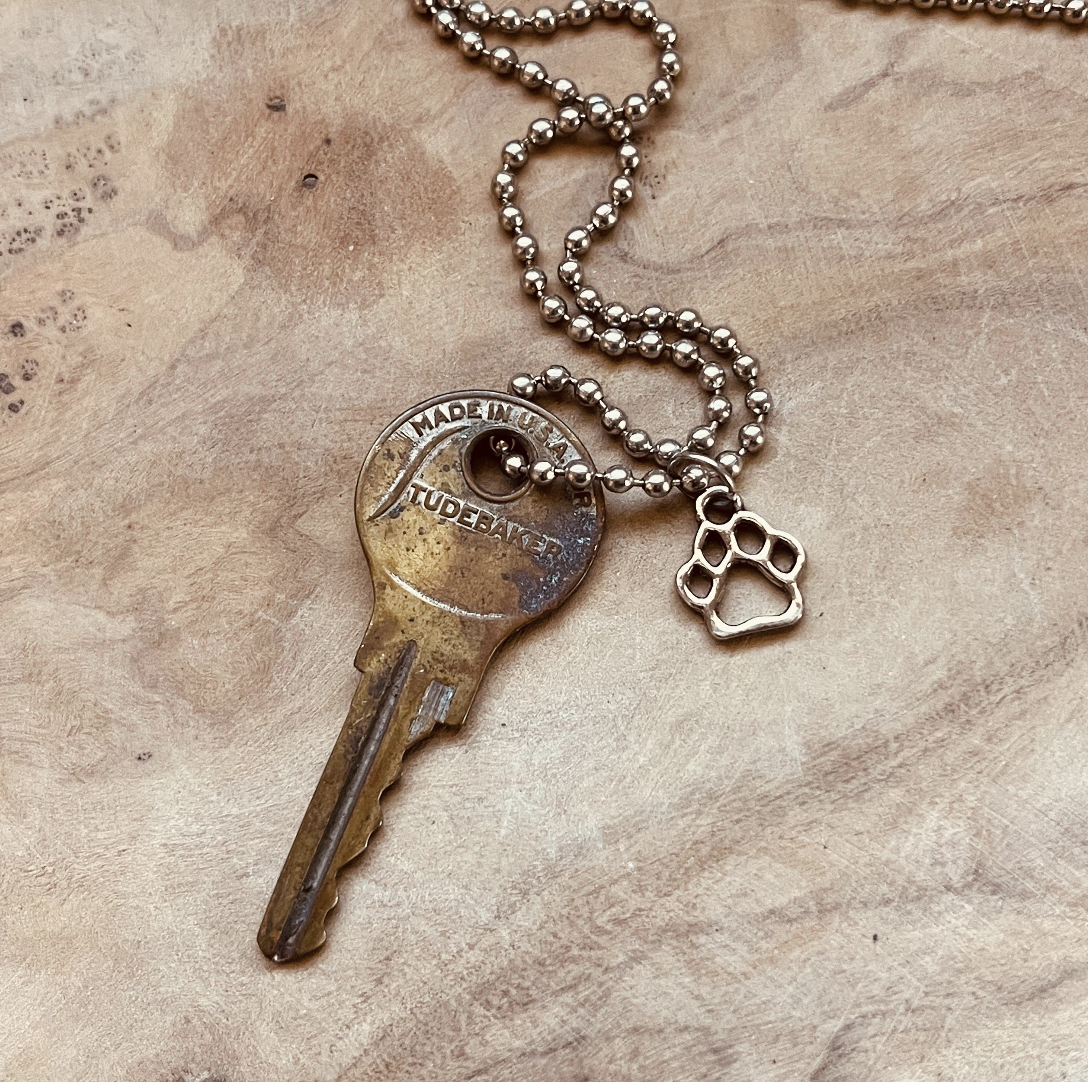 Authentic Vintage Studebaker Car Key Necklace or Keychain, Studebaker Champion, Commander, Lark, Hawk, Avanti Key Jewelry