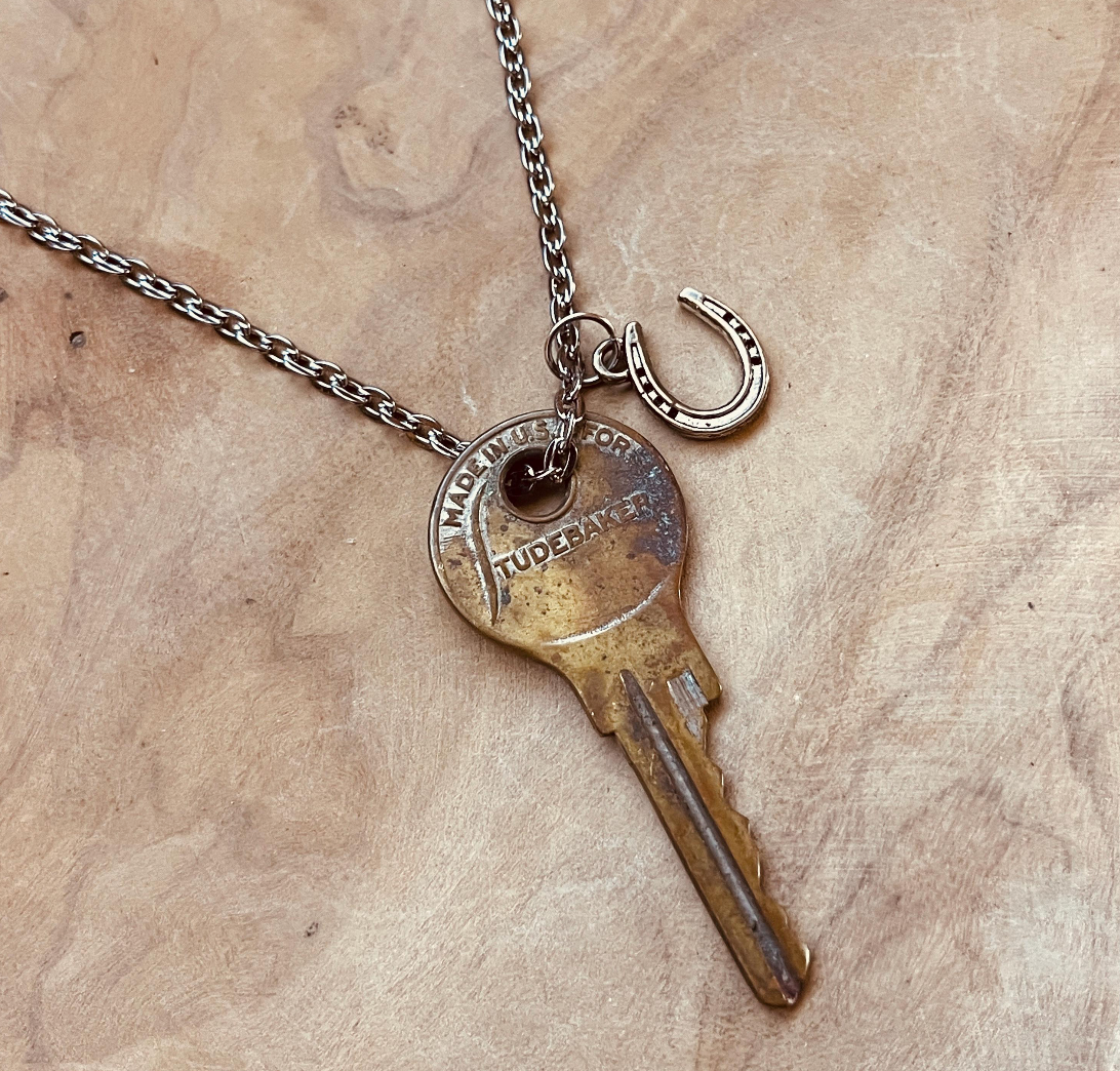 Authentic Vintage Studebaker Car Key Necklace or Keychain, Studebaker Champion, Commander, Lark, Hawk, Avanti Key Jewelry