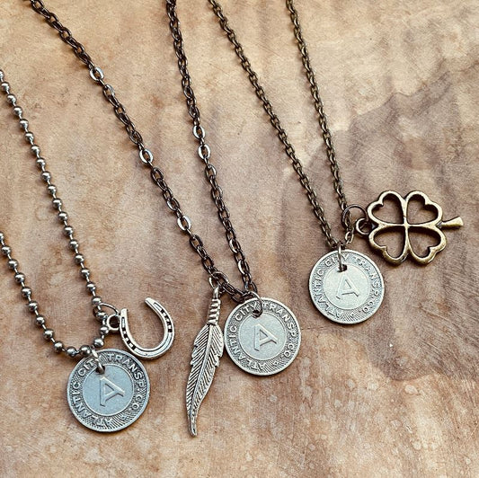 Atlantic City Transit Token Necklace, Lucky Pendant, Vintage AC Transportation Coin Jewelry, Custom Chain and Charm