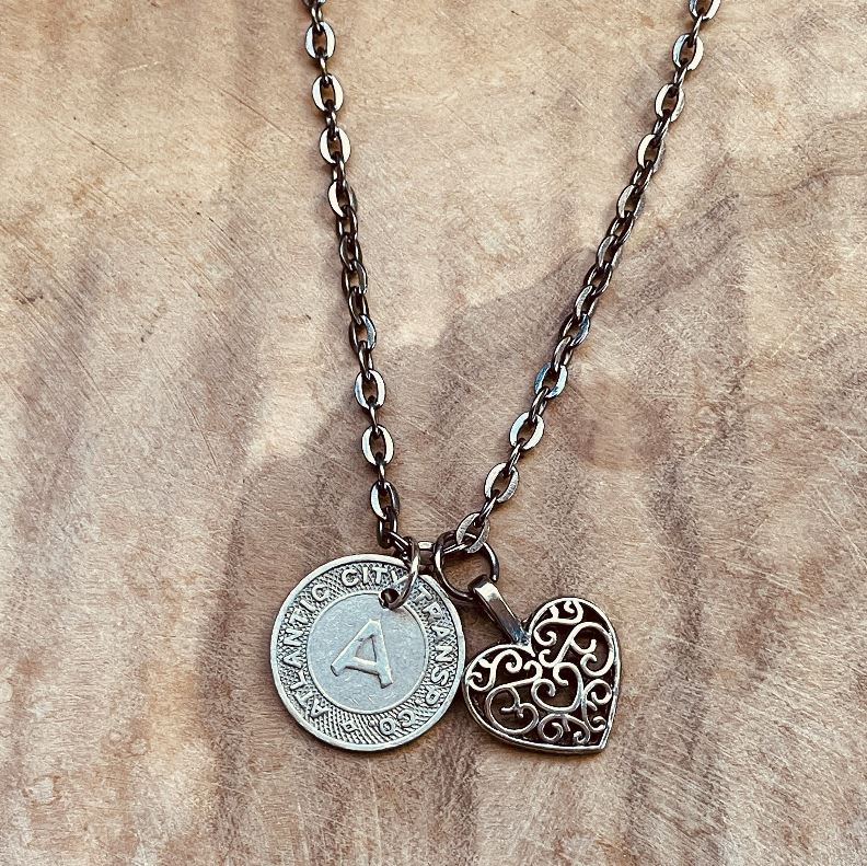 Atlantic City Transit Token Necklace, Lucky Pendant, Vintage AC Transportation Coin Jewelry, Custom Chain and Charm