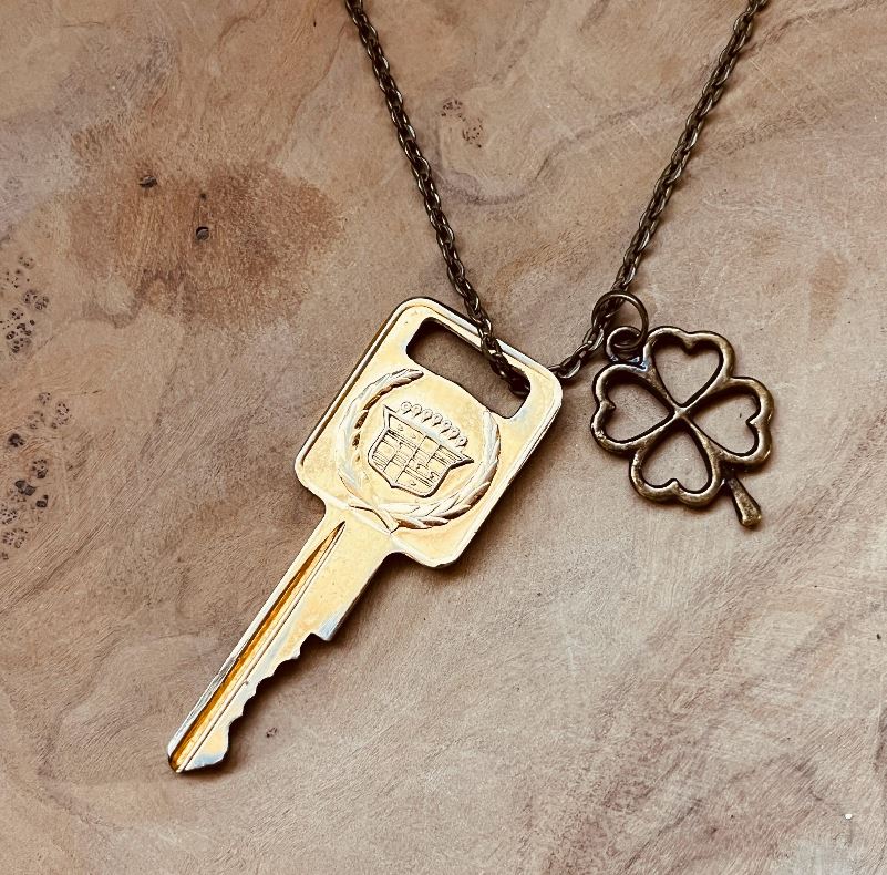 Vintage Cadillac Key Necklace, Escalade, DeVille, Eldorado, Fleetwood, Seville, Classic Cadillac Keychain Jewelry