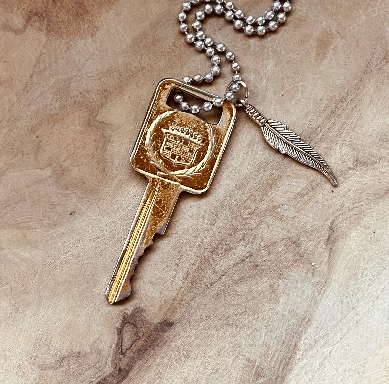 Vintage Cadillac Key Necklace, Escalade, DeVille, Eldorado, Fleetwood, Seville, Classic Cadillac Keychain Jewelry