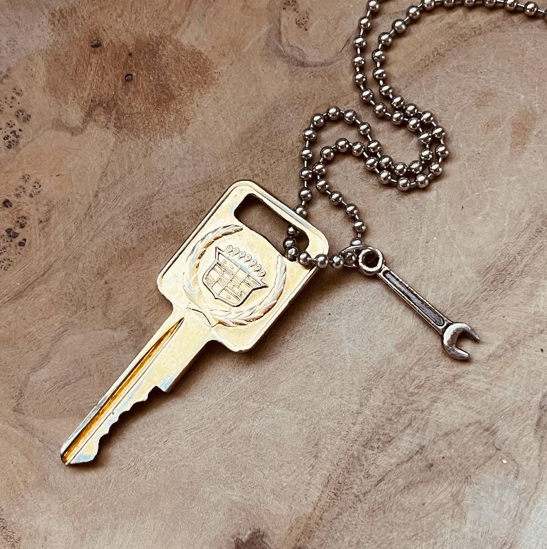 Vintage Cadillac Key Necklace, Escalade, DeVille, Eldorado, Fleetwood, Seville, Classic Cadillac Keychain Jewelry
